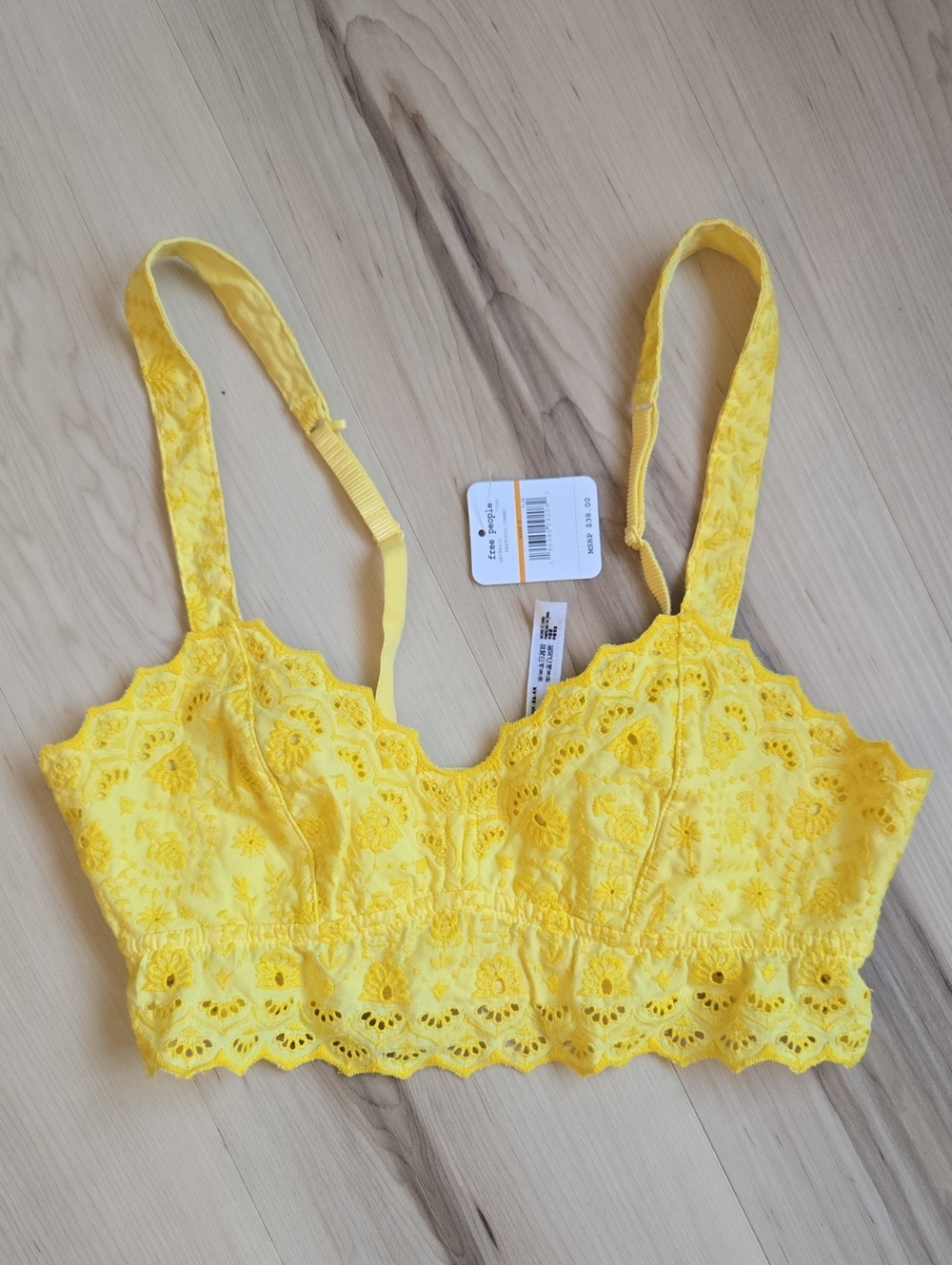 NWT Free People Ezra Bralette, Yellow, Size Small
